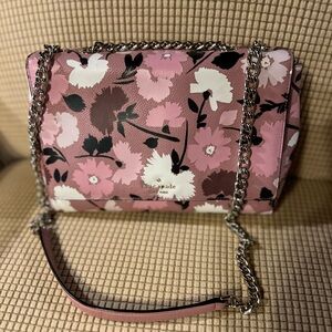 Kate Spade Pink Floral Shoulder Bag with Chain
